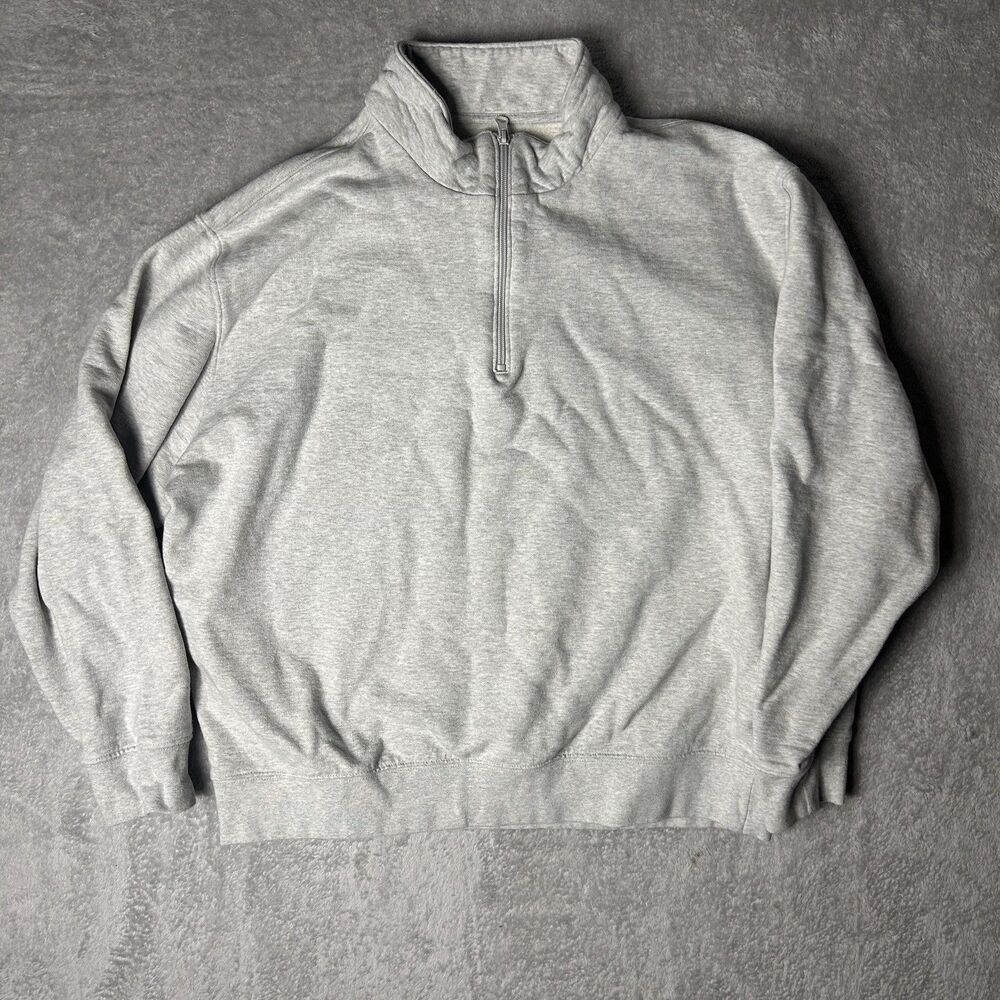 Organic Basics Grey Quarter Zip Pullover Sweatshirt Organic Cotton Size XL